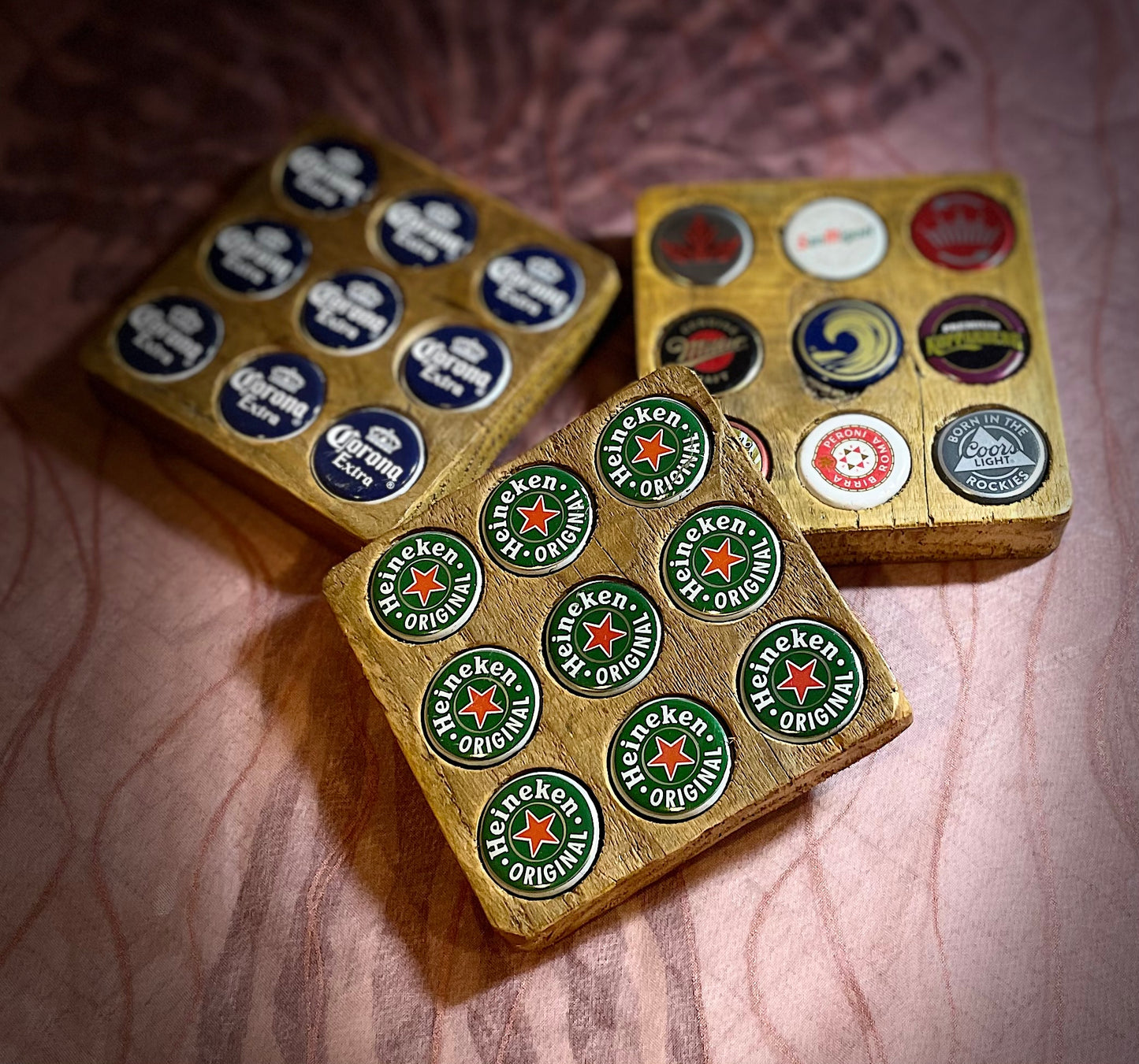 SET OF 3 - Handcrafted Bottle Cap Coasters