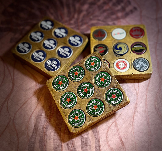 SET OF 3 - Handcrafted Bottle Cap Coasters